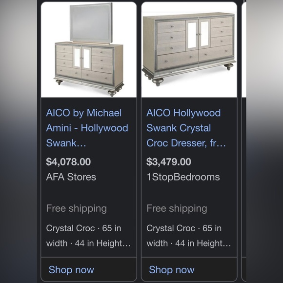 Michael Amini Hollywood Swank Upholstered Dresser, Crystal Croc - Picture 4 of 4